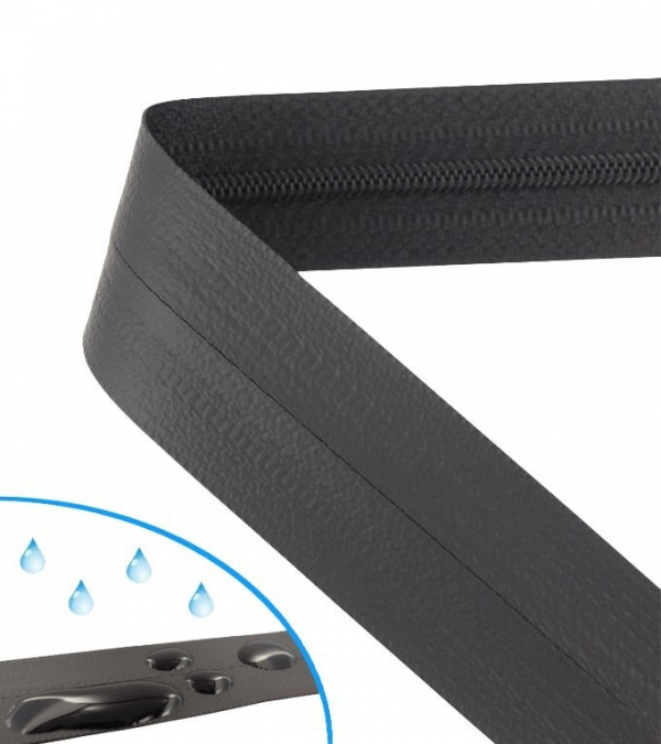 continuous waterproof zipper spiral 4mm matt black